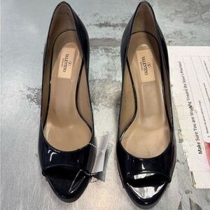Valentino Garavani Black Patent Peep-Toe Heels
